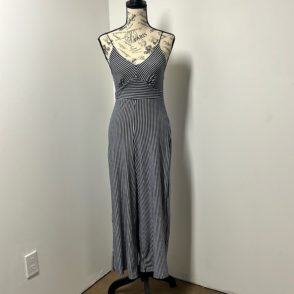 Polly striped jumpsuit with spaghetti straps.